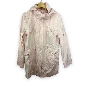 Cole Haan Womens Jacket Trench Coat Hooded Size Medium Pink/White